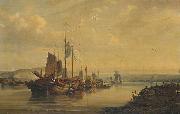 Auguste Borget A View of Junks on the Pearl River France oil painting artist